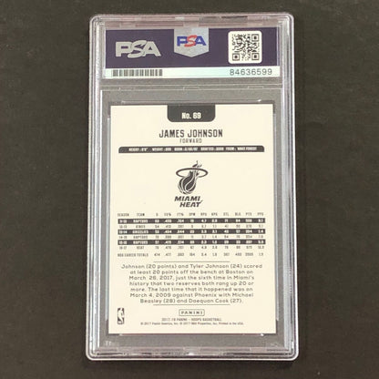 2017-18 NBA Hoops #69 James Johnson Signed Card AUTO PSA/DNA Slabbed Heat