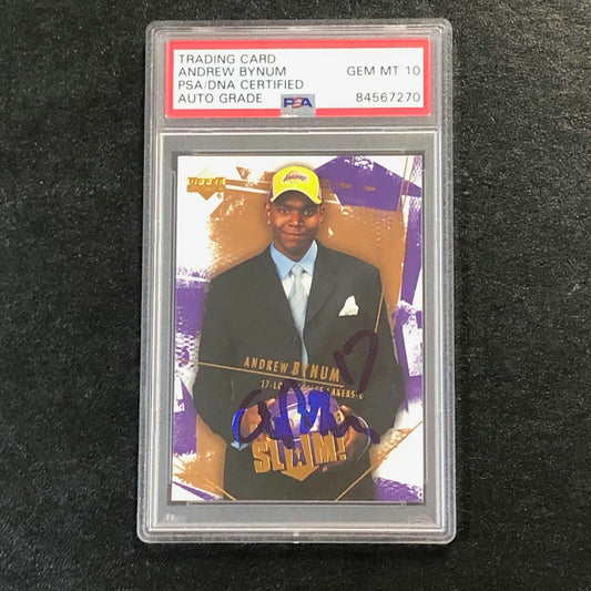 2005-06 Upper Deck Slam #99 Andrew Bynum Signed Card AUTO 10 PSA Slabbed Lakers