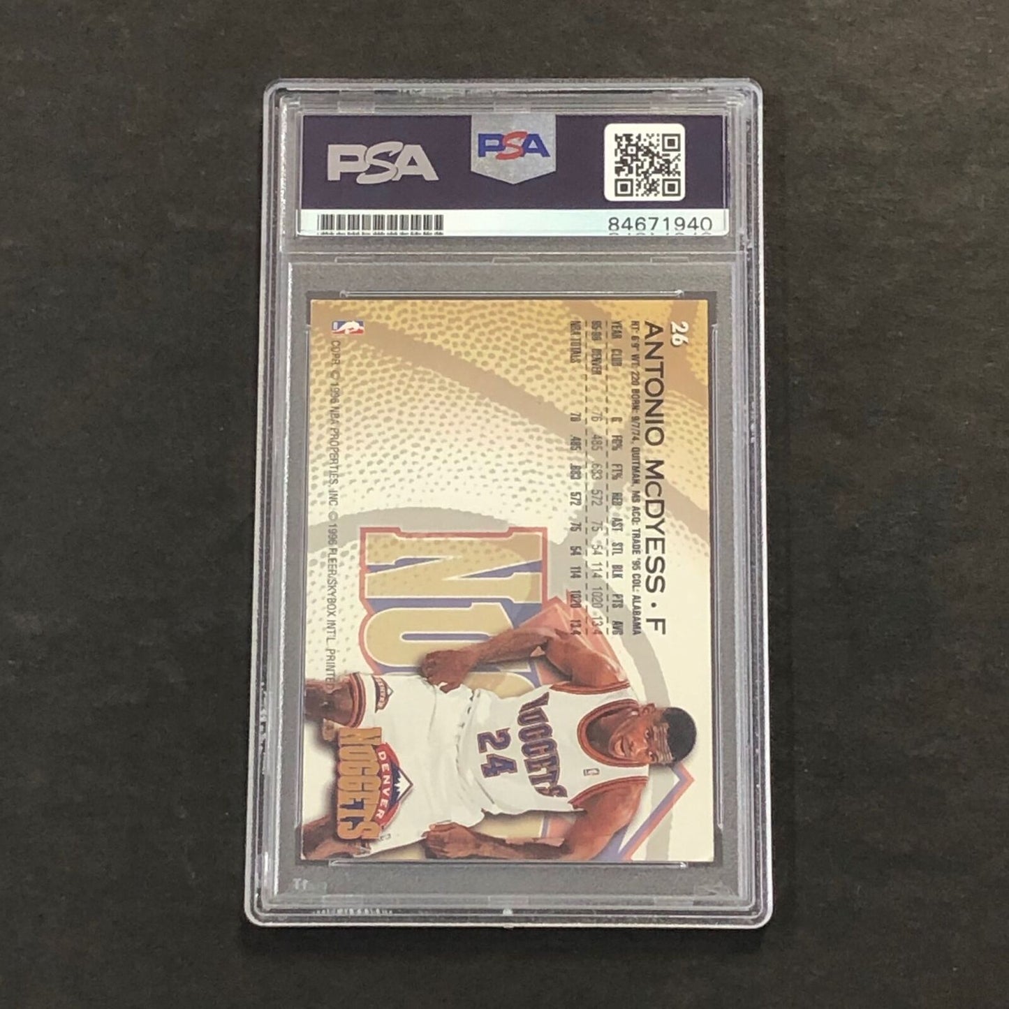 1996-97 Fleer #26 Antonio McDyess Signed Card PSA Slabbed Nuggets