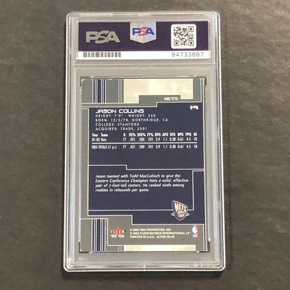 2002-03 Fleer Ultra #19 Jason Collins Signed Card AUTO 10 PSA Slabbed Nets