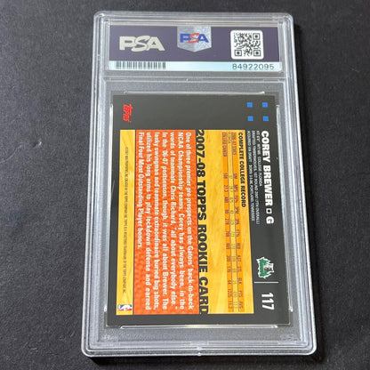 2007-08 Topps 50th Anniversary #117 Corey Brewer Signed Card AUTO GRADE 10 PSA S