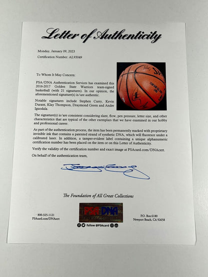 2016-17 Golden State Warriors Team signed Basketball PSA/DNA Warriors autographe