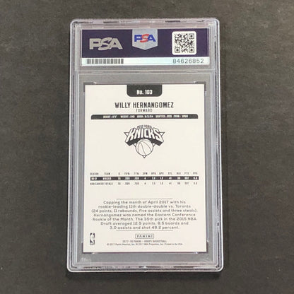 2017-18 NBA Hoops #103 Willy Hernangomez Signed Card AUTO 10 PSA Slabbed Knicks