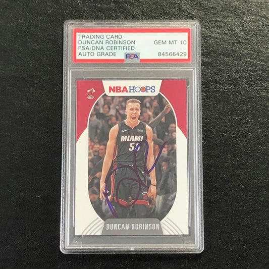 2020-21 NBA Hoops #180 Duncan Robinson Signed Card AUTO 10 PSA Slabbed Heat