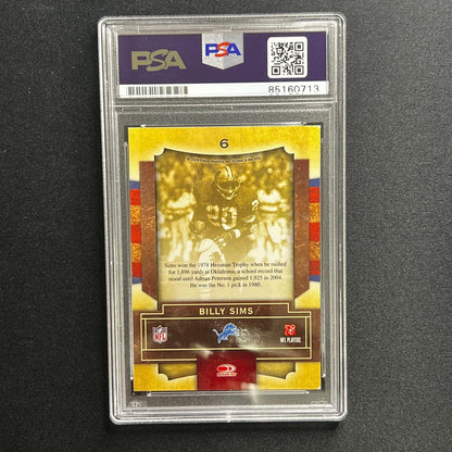 2009 Panini #6 Billy Sims Signed Card PSA Slabbed Auto Lions