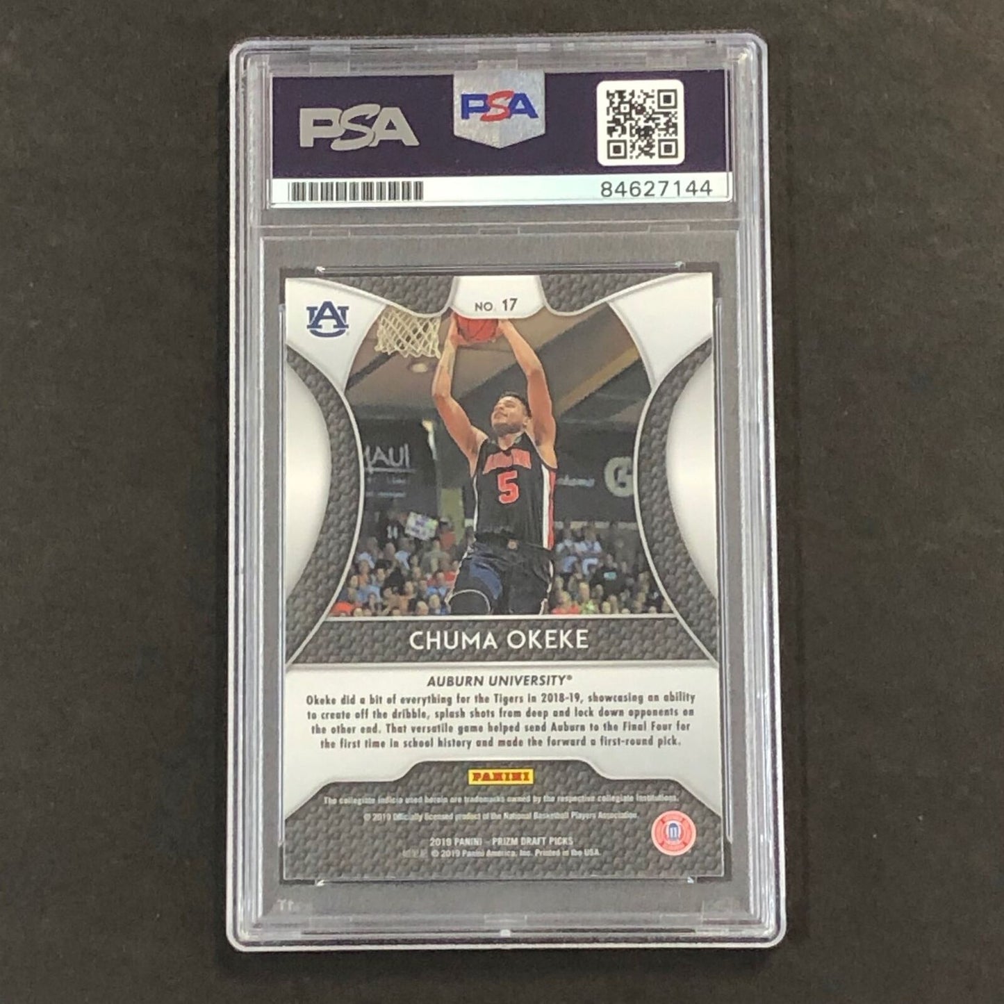 2019-20 Panini Prizm #17 Chuma Okeke Signed Card AUTO 10 PSA Slabbed Auburn