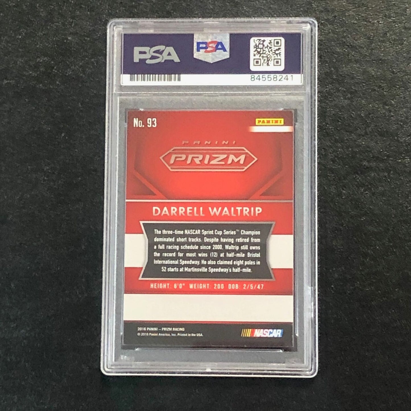 2016 Panini Prizm #93 Darrell Waltrip Signed Card AUTO PSA Slabbed Nascar