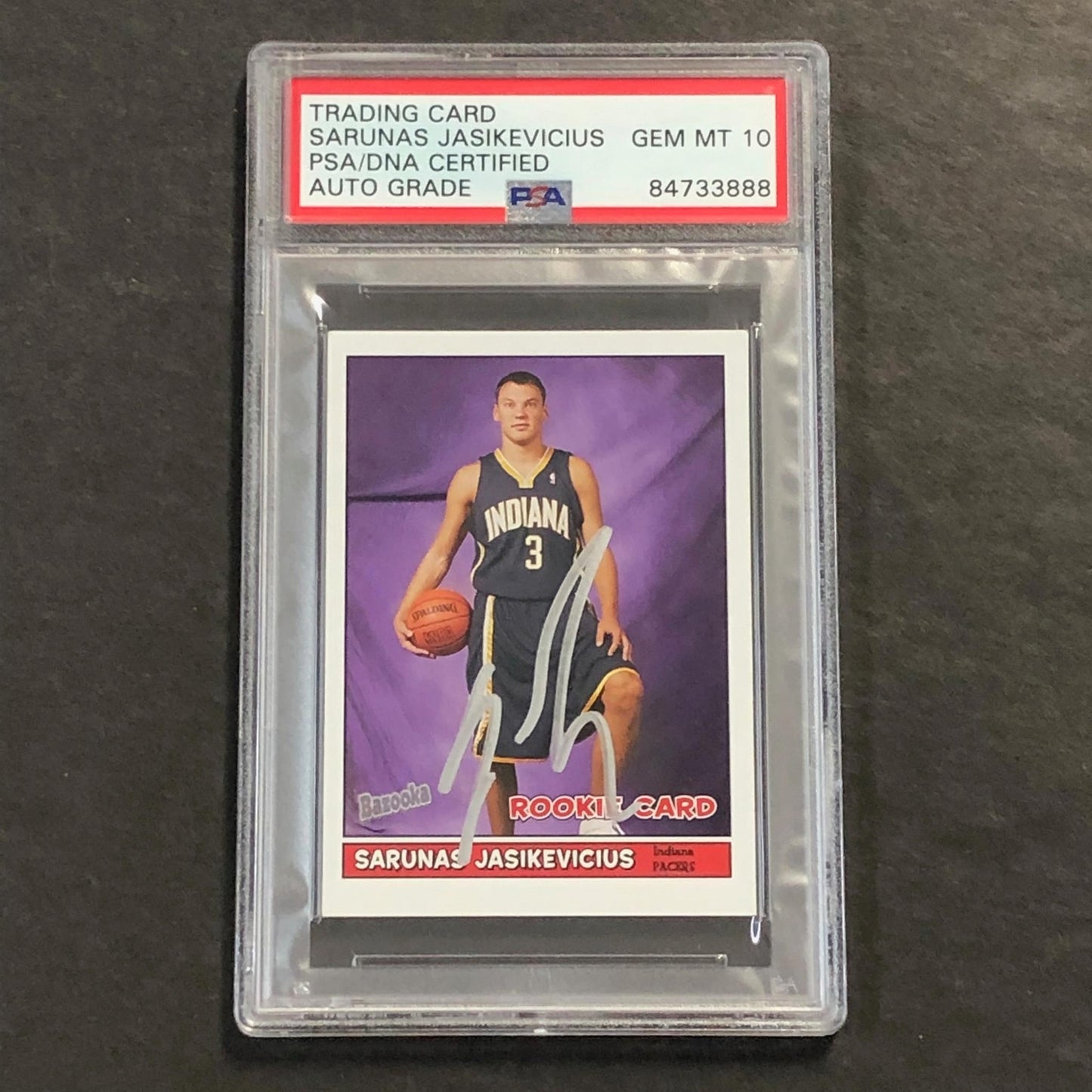 2005 Topps #186 RC Sarunas Jasikevicius Signed Card AUTO 10 PSA Slabbed Pacers