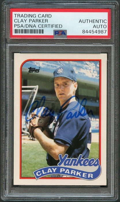 1989 Topps Traded #94T Clay Parker Signed Card PSA Slabbed Auto Yankees