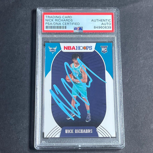 2020-21 NBA Hoops #222 Nick Richards Signed Card AUTO PSA Slabbed RC Hornets