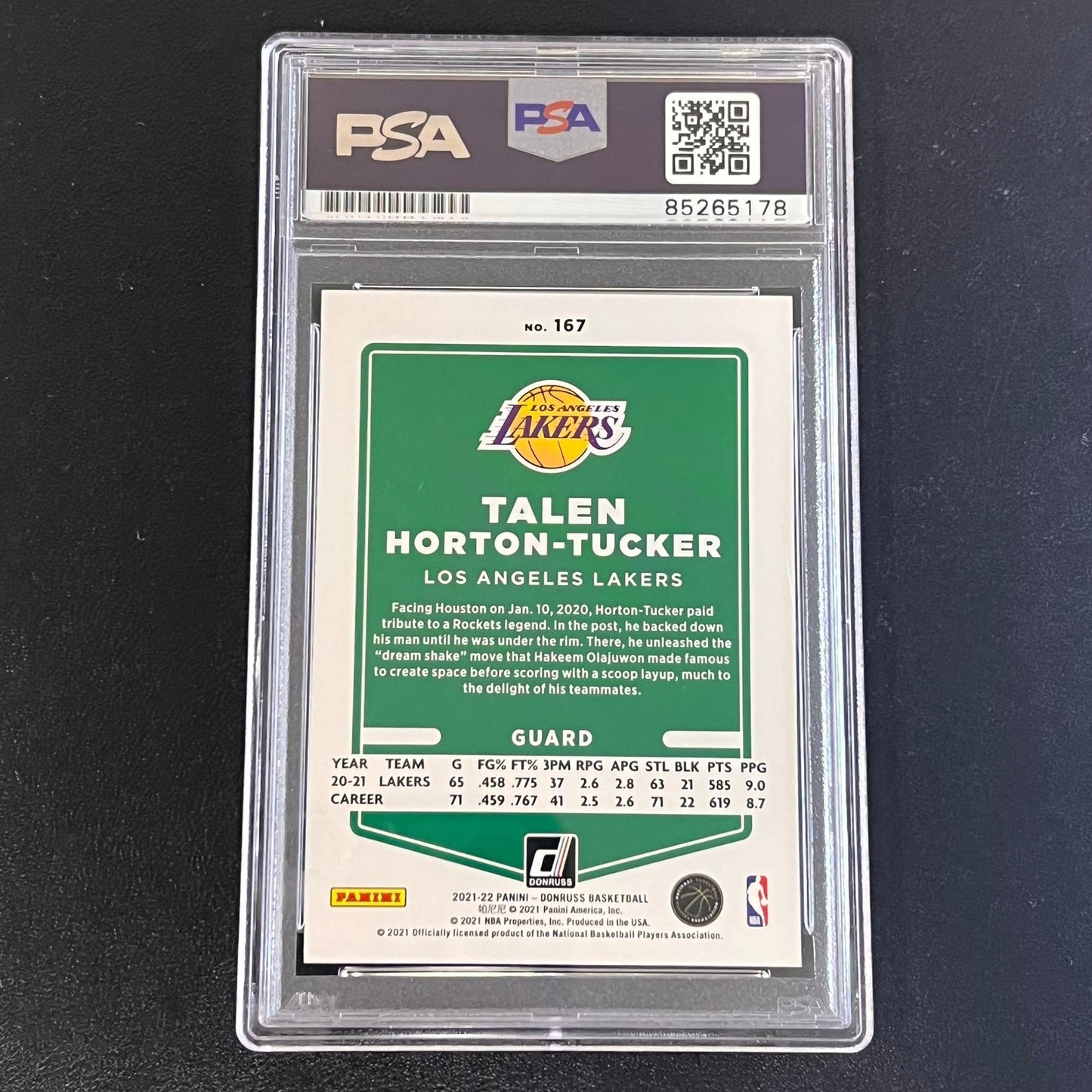 2021-22 Panini Donruss #167 Talen Horton-Tucker Signed Card AUTO PSA Slabbed Lak
