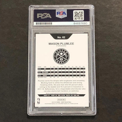 2018-19 Panini NBA Hoops #62 Mason Plumlee Signed Card AUTO PSA Slabbed Nuggets