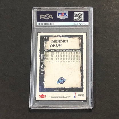 2008-09 NBA Fleer #122 Mehmet Okur Signed Card AUTO PSA Slabbed Jazz