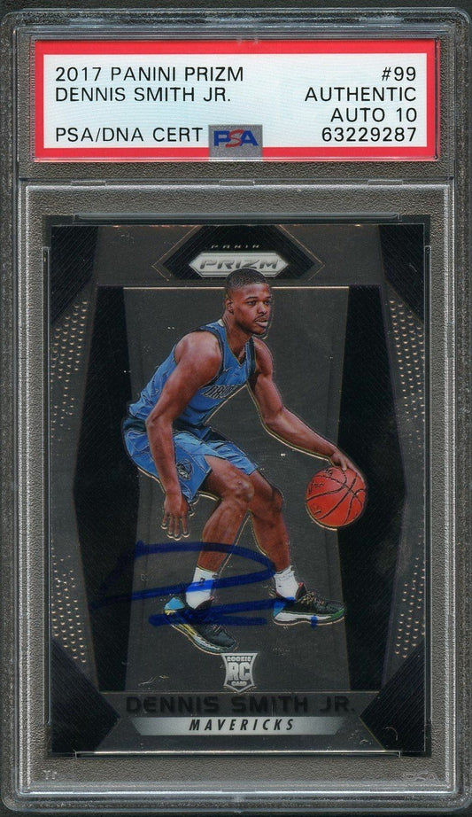 2017 Panini Prizm Black #99 Dennis Smith Jr. Signed Card AUTO 10 PSA Slabbed RC