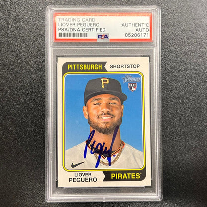 2023 Topps Heritage #363 Liover Peguero Signed Card PSA/DNA Slabbed AUTO Pirates