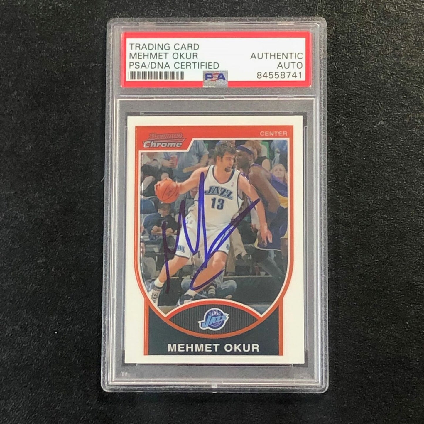 2007-08 Bowman Chrome #73 Mehmet Okur Signed Card AUTO PSA Slabbed Jazz