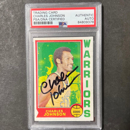 1973-74 TOPPS #14 Charles Johnson Signed Card AUTO PSA Slabbed Warriors