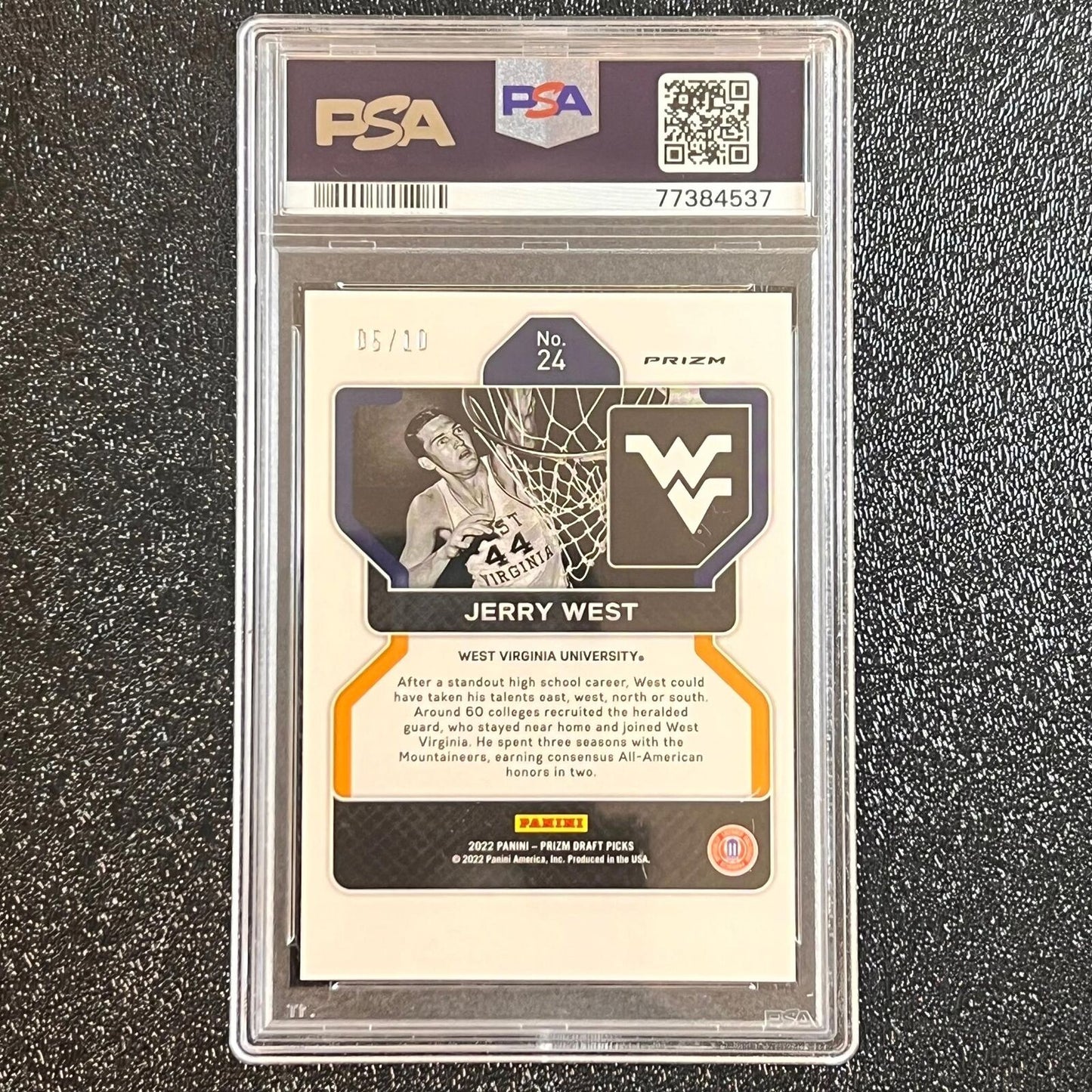 2022 Prizm Draft Picks Gold #24 JERRY WEST Signed Card Authentic AUTO 10 PSA Sla