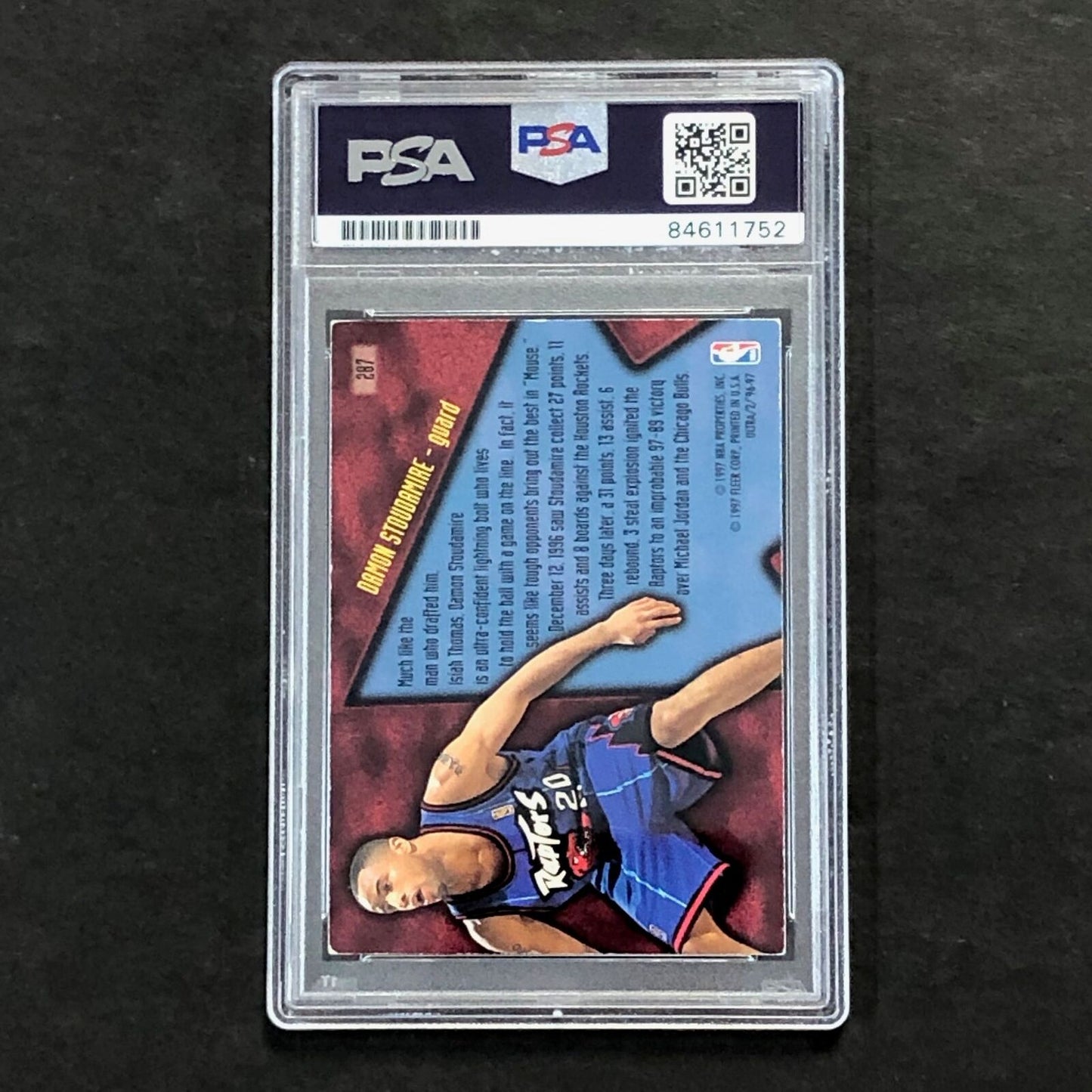 1996-97 Fleer Ultra STEP-IT-UP #287 Damon Stoudamire Signed Card AUTO 10 PSA Sla