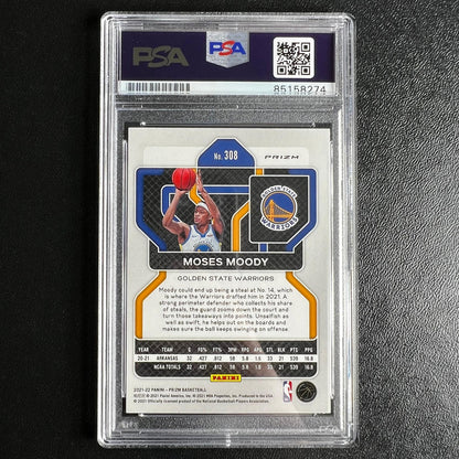2021-22 Panini Prizm #308 Moses Moody Signed Card AUTO 10 PSA Slabbed RC Arkansa
