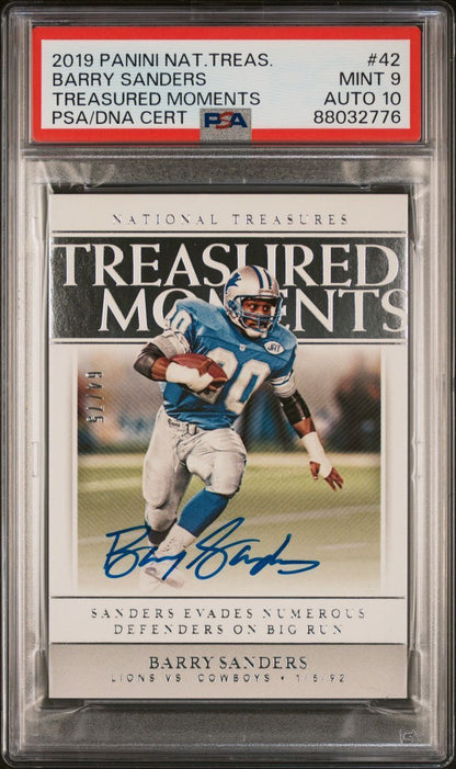 2019 Panini National Treasures Treasured Moments #42 Barry Sanders Signed Card P