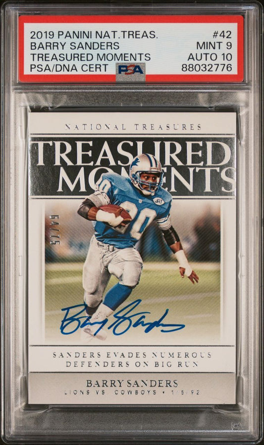 2019 Panini National Treasures Treasured Moments #42 Barry Sanders Signed Card P