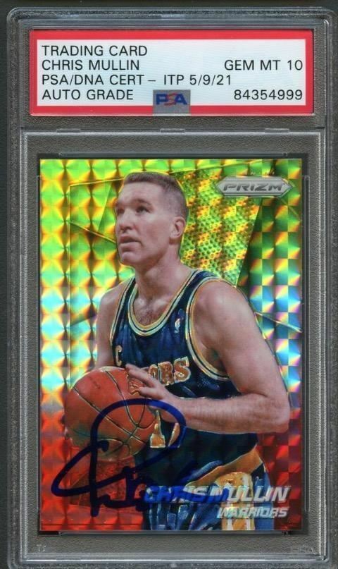 2014-15 Prizm Yellow and Red Mosaic #244 Chris Mullin Signed Card AUTO Grade 10