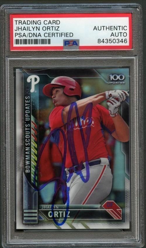 2016 Bowman Chrome #BSU-JO Jhailyn Ortiz Signed Card PSA Slabbed Auto Phillies