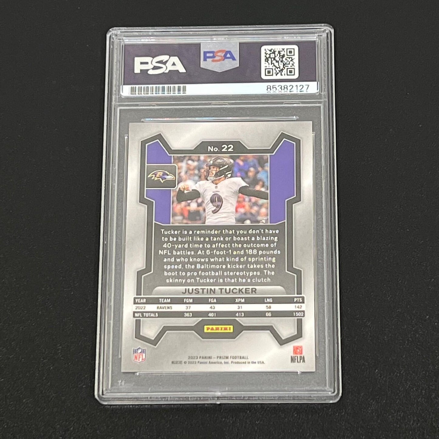 2023 Panini Prizm #22 Justin Tucker Signed Card AUTO PSA Slabbed