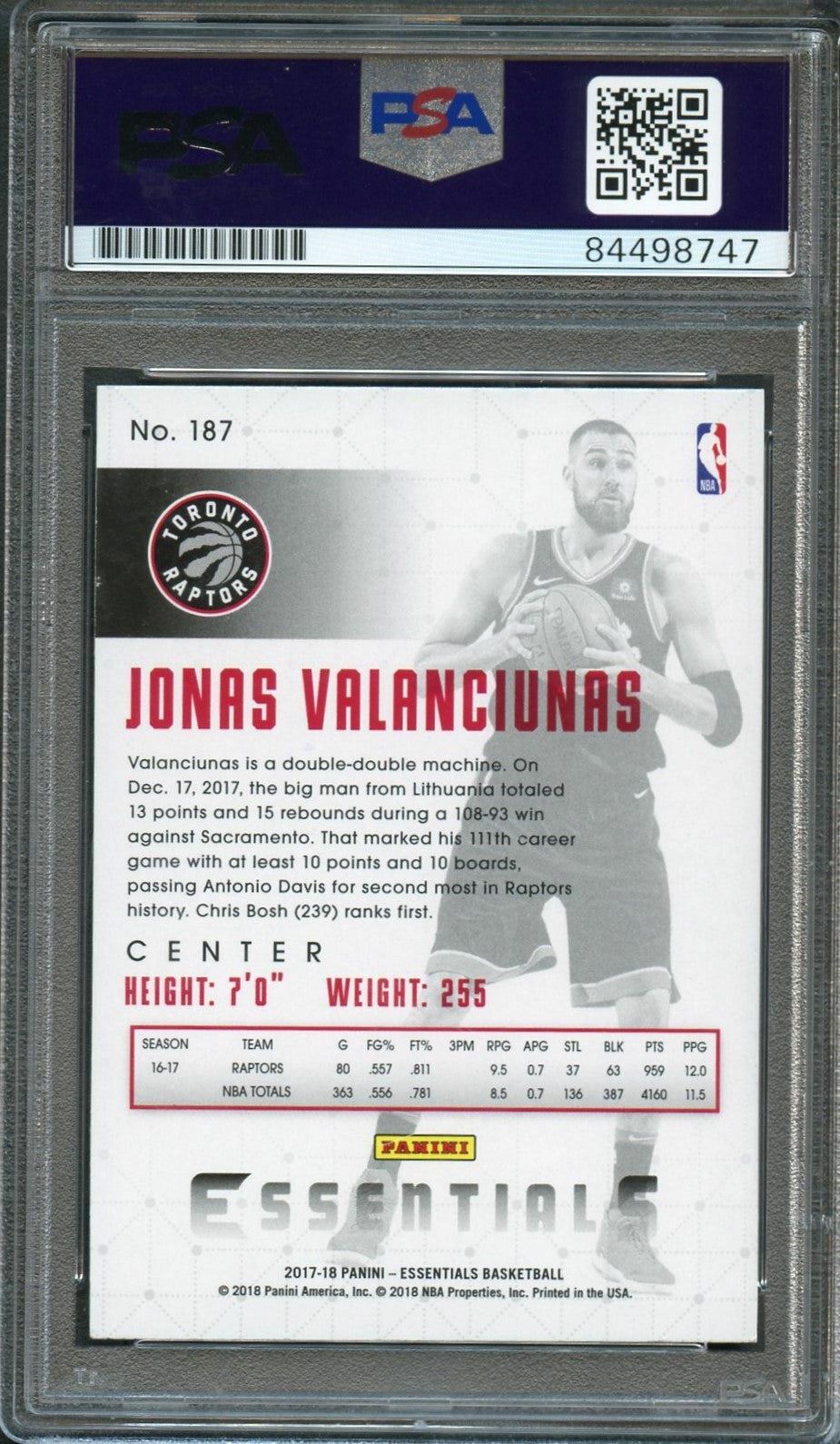 2017-18 Panini Essentials #187 Jonas Valanciunas Signed Card AUTO PSA Slabbed To
