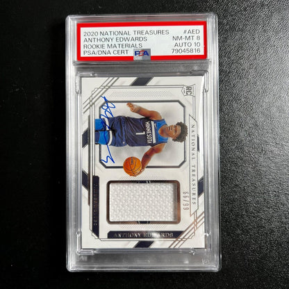 2020 National Treasure Rookie Materials #AED /99 Anthony Edwards PSA AUTO 10 RC