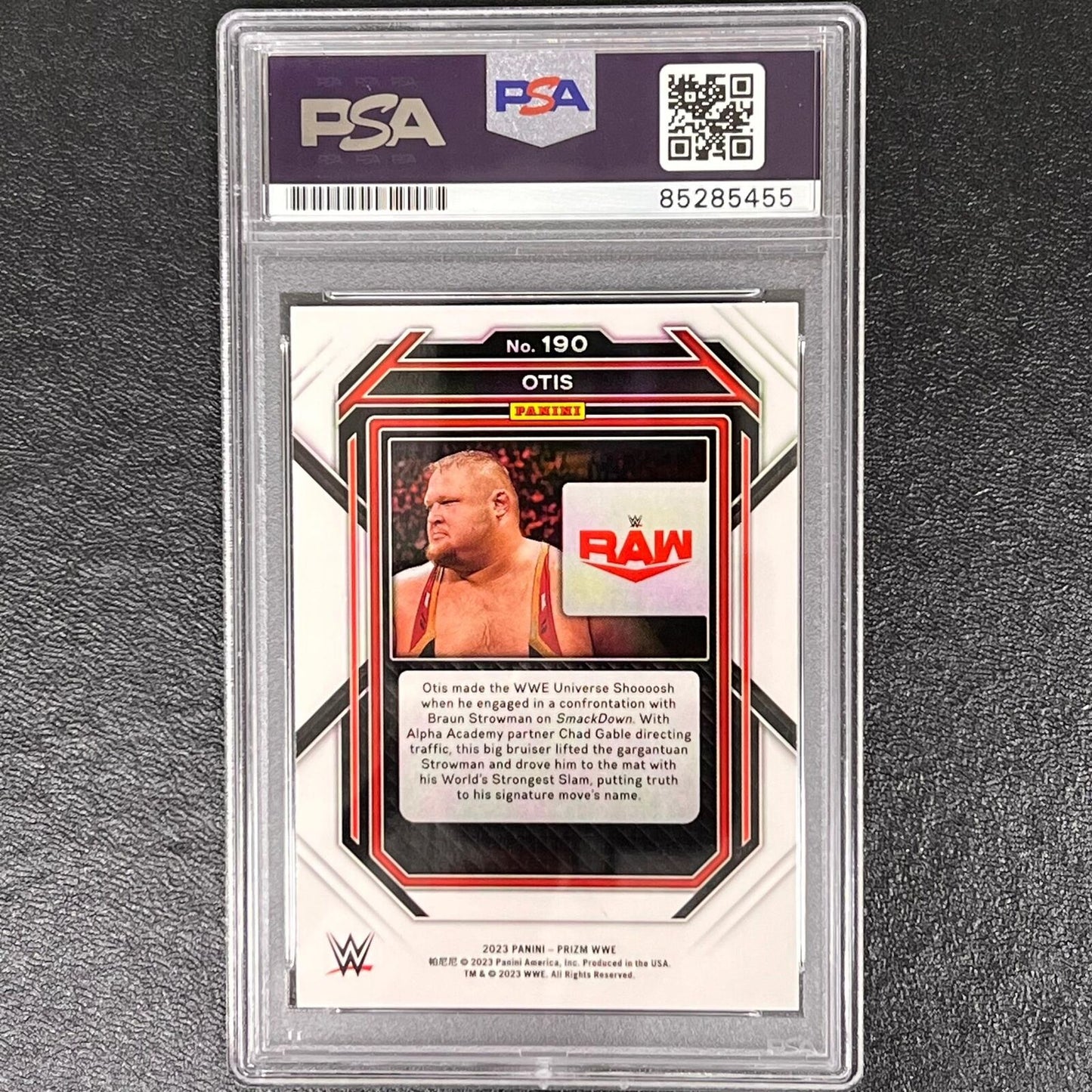 2023 Panini Prizm WWE #190 Otis Signed Card PSA AUTO Slabbed