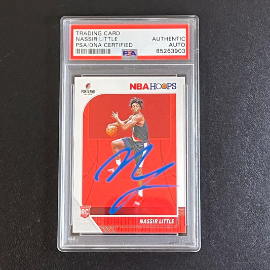 2019-20 NBA Hoops #220 Nassir Little Signed Rookie Card AUTO PSA Slabbed RC Blaz