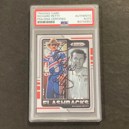 2021 Panini Prizm Racing Flashbacks #77 Richard Petty Signed Card AUTO  PSA Slab