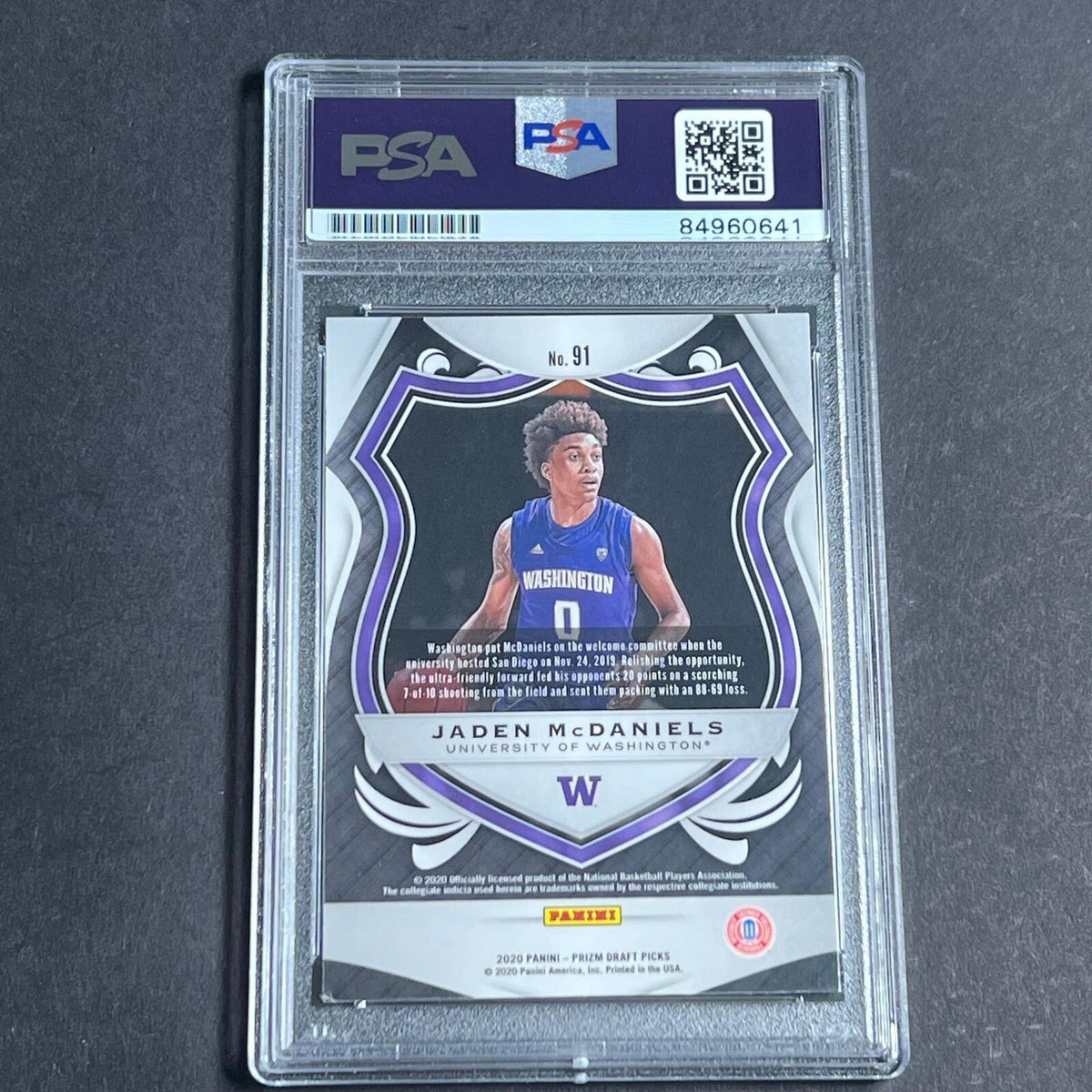 2020 Panini Draft Picks #91 Jaden McDaniels Signed Card AUTO PSA/DNA Slabbed Was