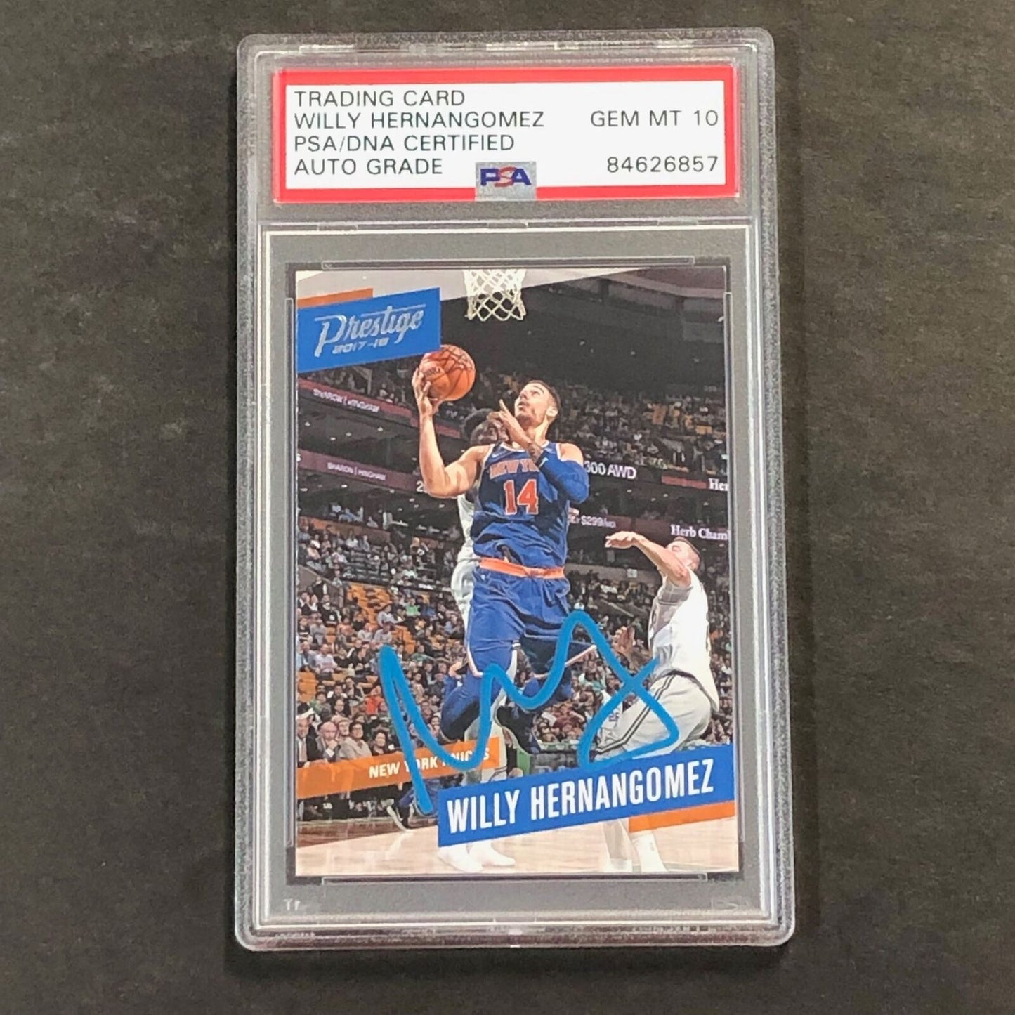 2017-18 Panini Prestige #65 Willy Hernangomez Signed Card AUTO 10 PSA Slabbed Kn