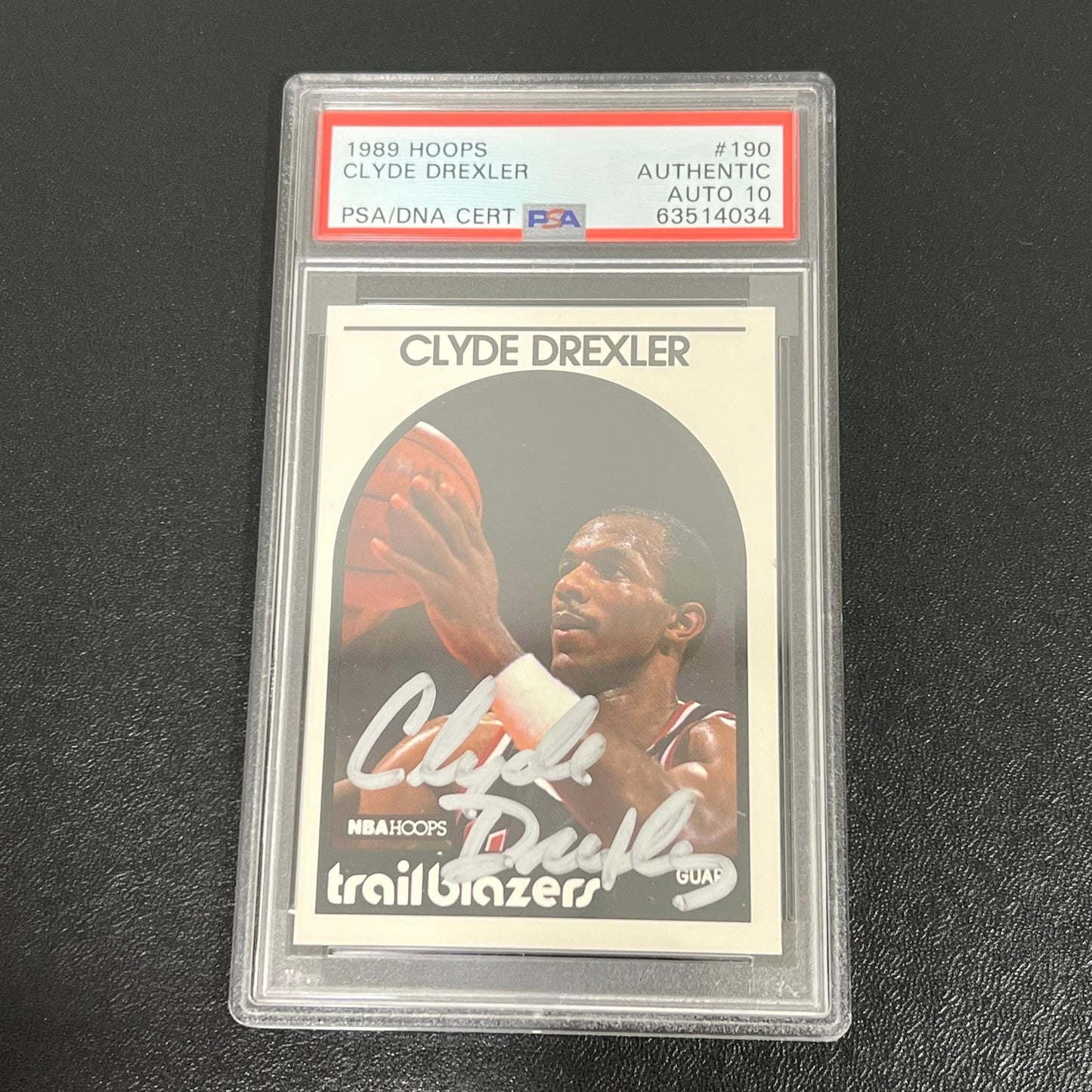 1989 NBA Properties #190 Clyde Drexler Signed Card AUTO PSA Slabbed Trail Blazer