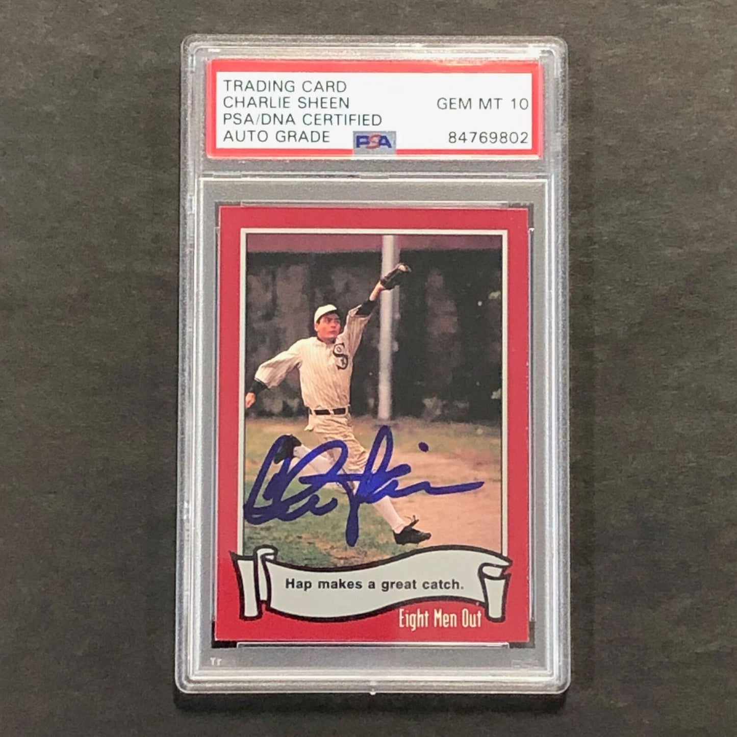 1988 Pacific Baseball #41 Eight Men Out Card Charlie Sheen Signed PSA Auto 10