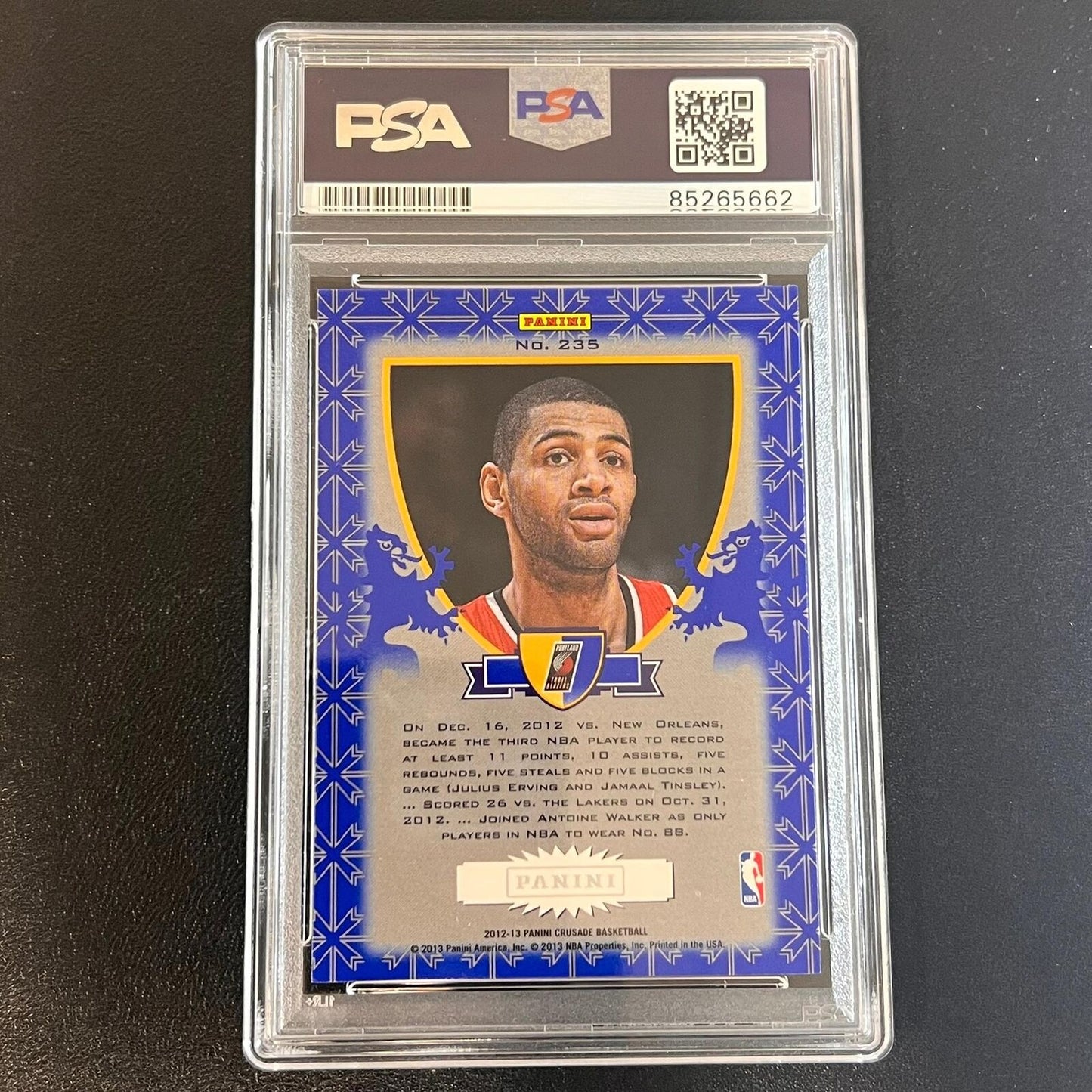 2012-13 Panini Crusade #235 Nicolas Batum Signed Card AUTO PSA Slabbed Trail Bla