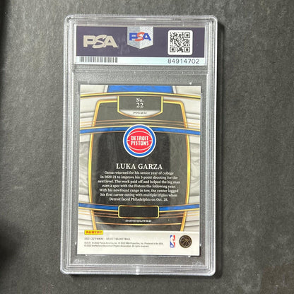 2021-22 Panini Select #22 Luka Garza Signed Card AUTO PSA Slabbed Pistons