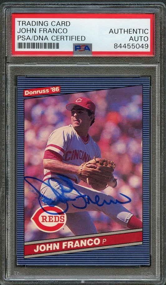 1986 Donruss #487 John Franco Signed Card PSA Slabbed Auto Reds