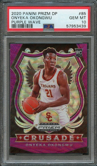 2020 Prizm Draft Picks Pink Wave #85 Onyeka Okongwu PSA 10 RC Hawks
