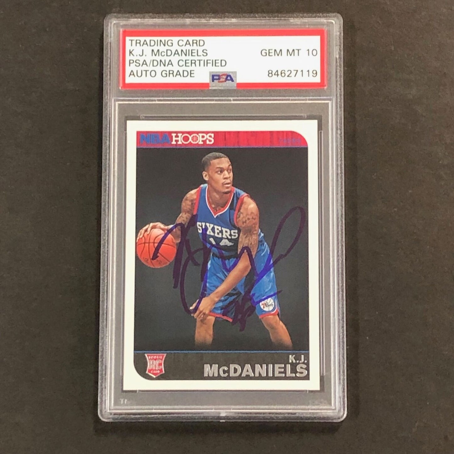 2014-15 NBA Hoops #286 KJ McDaniels Signed Card AUTO 10 PSA Slabbed RC 76ers