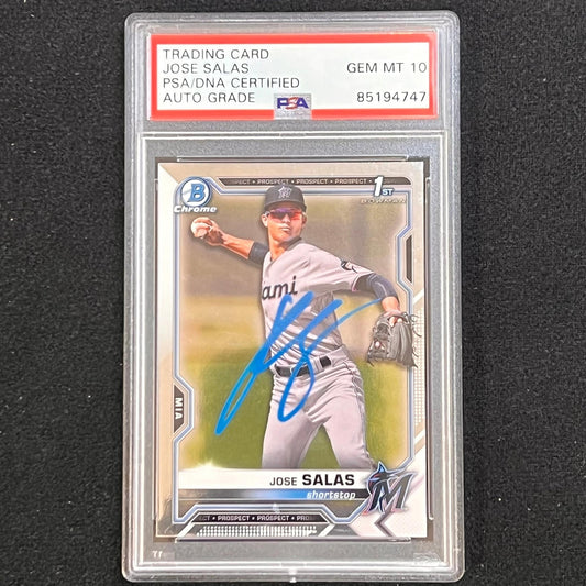 2021 Topps #BCP-110 Jose Salas Signed Card PSA Slabbed AUTO Marlins