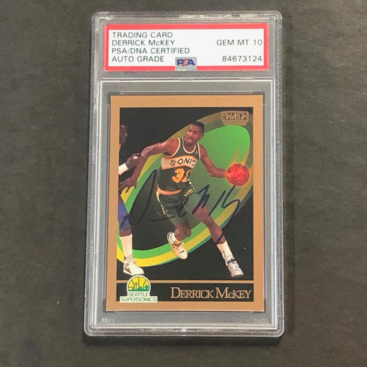 1991-92 SkyBox #270 Derrick McKey Signed Card AUTO PSA Slabbed Supersonics