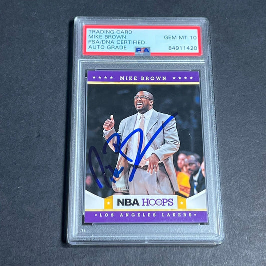 2012 NBA Hoops #203 Mike Brown Signed Card AUTO 10 PSA Slabbed Lakers