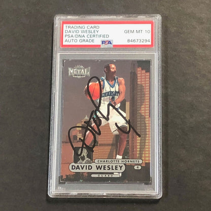 1997-98 Skybox #65 David Wesley Signed Card AUTO PSA Slabbed Hornets