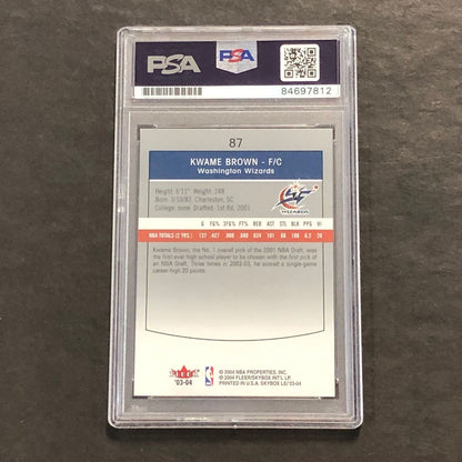2003-04 Fleer #87 Kwame Brown Signed Card PSA Slabbed Wizards