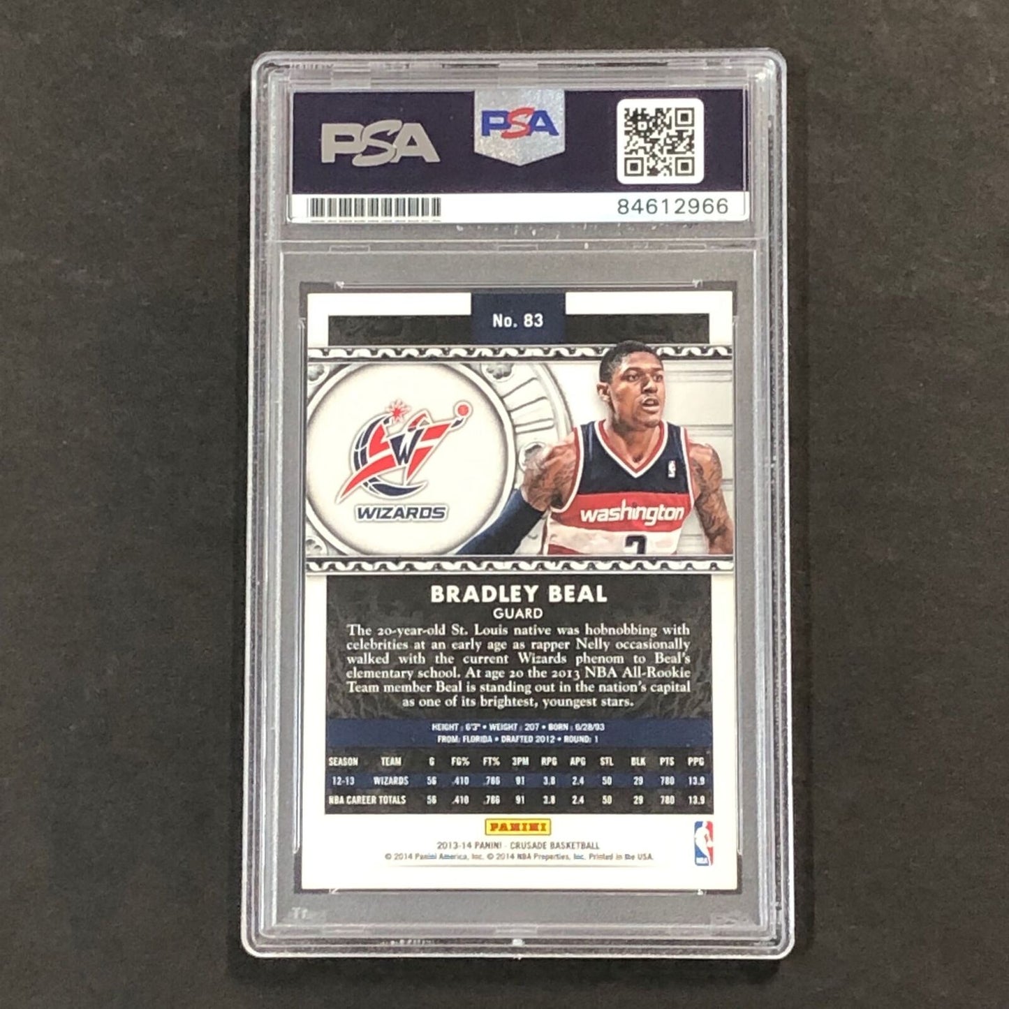 2013-14 Panini Crusade #83 Bradley Beal Signed Card AUTO PSA Slabbed Wizards