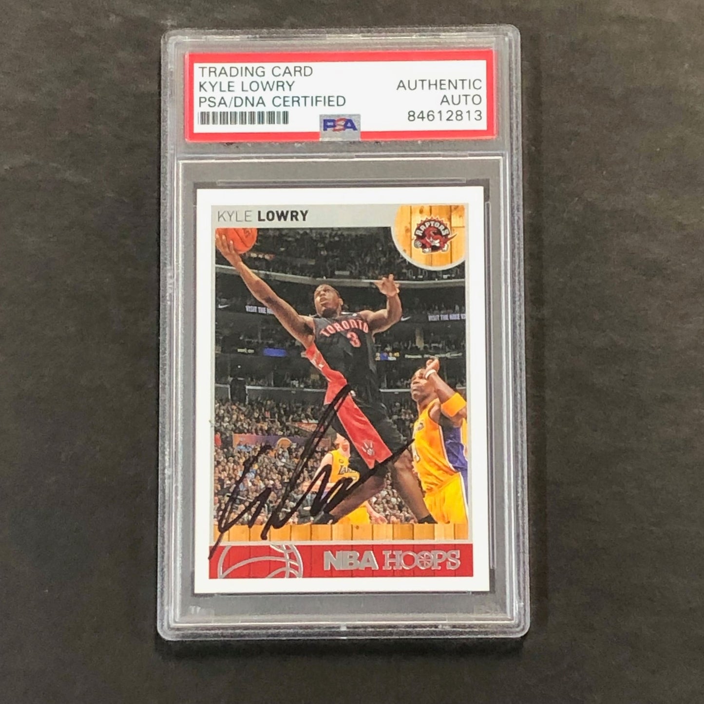 2013-14 NBA Hoops #164 Kyle Lowry Signed Card AUTO PSA Slabbed Raptors